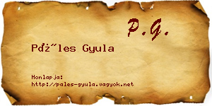 Páles Gyula névjegykártya